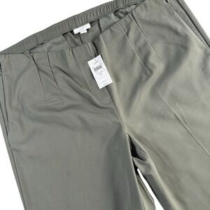J Jill Essential Cotton-Stretch Pants Womens 20 Peatmoss Green Pull-On Slim NEW
